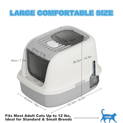 Arenero cerrado para gatos mediano 20.6x16x14.3 pulg Gris miniatura 2