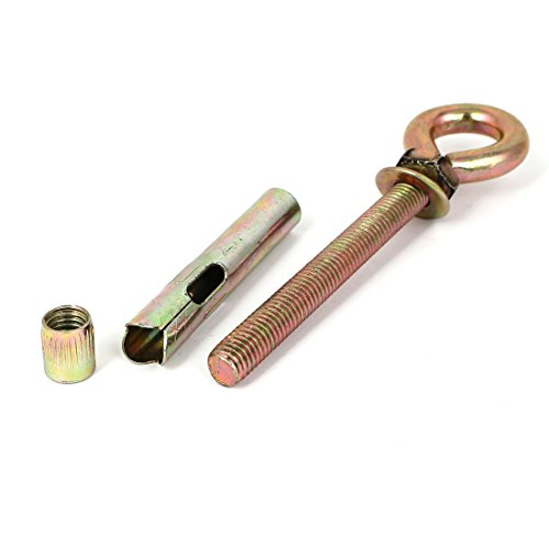 Sourcingmap Wall Concrete Brick Expansion Screws Closed Hook Bolts 12mm Dia Sleeve 4 Pcs, Gold Tone - Image 4
