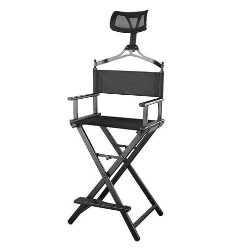 Miniatura 3 de Silla De Director Silla De Artista De Maquillaje Con Reposacabezas, Silla De Director Plegable, Silla Portátil De Aluminio, Silla De Director Plegable Silla De Artista De Maquillaje Color : Negro