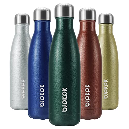 Image of BJPKPK Insulated Water Bottles 17oz, Leak Proof Stainless Steel Water Bottle Keeps Cold for 24 Hours and Hot for 12 Hours, BPA Free,Green