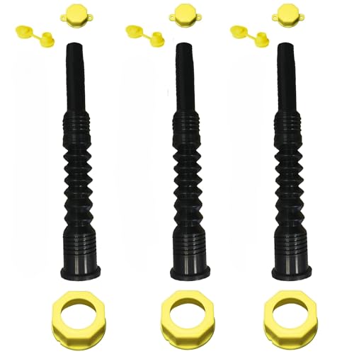 EZ-POUR Basic Utility Can Spout (Yellow Pack of 3) | | Fits 1-3/4 Openings| Fits Older Vehicle Utility Tanks | Water Jug Or Utility Spout | Flexible and Versatile Replacement Spout Kit to Update for your Old Industrial Utility Cans
