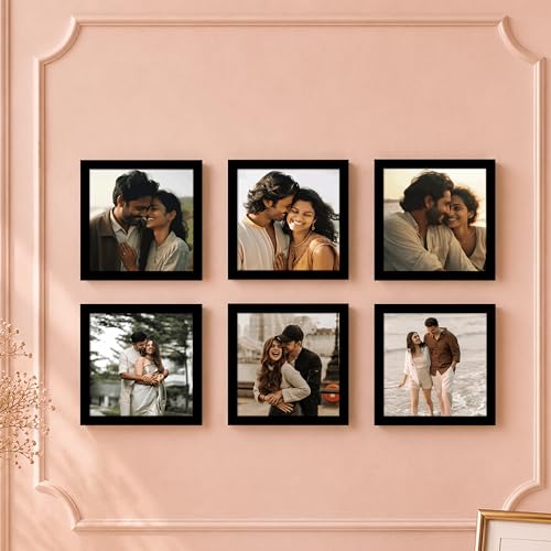 Image of Art Street Decorative Premium Set of 6 Individual Wall Hanging Picture Frame for Home, Living Room, Study Room Decor & Office Decor(5 inch X 5 inch Picture Size) - Brown