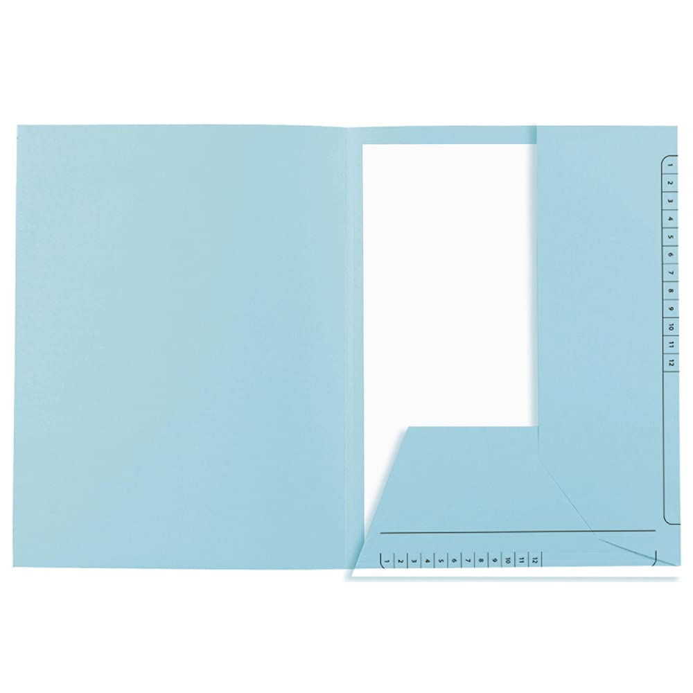 Exacompta - Ref. 334006E – Karton mit 5 Packungen mit je 25 Schnellheftern bedruckt mit 2 Klappen SUPER 210 g/m² – Pastellfarben – PEFC™ zertifiziert – Maße: 24 x 32 cm für DIN A4 – Farbe Hellblau