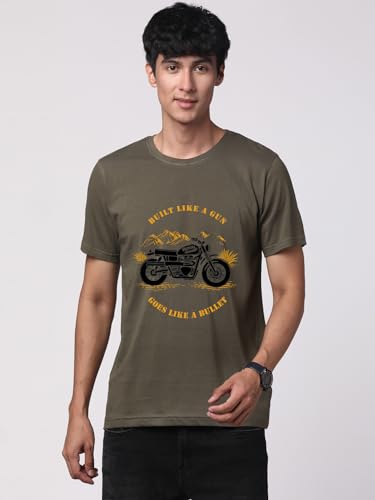 Image of ADRO Men's Royal Bike Design Printed 100% Cotton T-Shirt - Regular Fit, Printed T-Shirts for Men