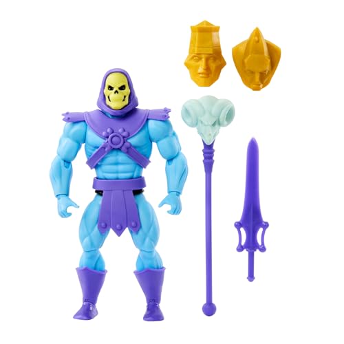 Masters of the Universe Origins - Skeletor Collezione Cartoon, action figure articolata alta 14+ cm, con armatura, scettro, spada e 2 maschere incluse, giocattolo per bambini, 6+ anni, HYD24