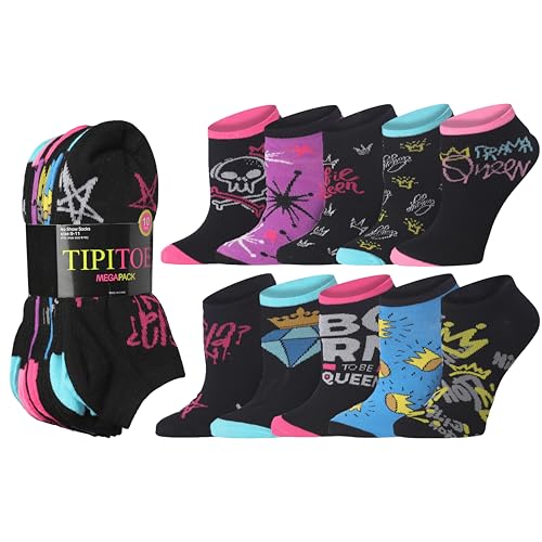 Image of Tipi Toe Women's 10 Pairs Lightweight Colorful Socks - Fun Low Cut Patterns for All-Day Comfort and Easy Everyday Style