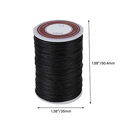 Cnbtr Round Waxed Thread For Leather Sewing - Leather Thread Wax String For Leather Craft Stitching Bookbinding 0.5Mm Black #TOP3