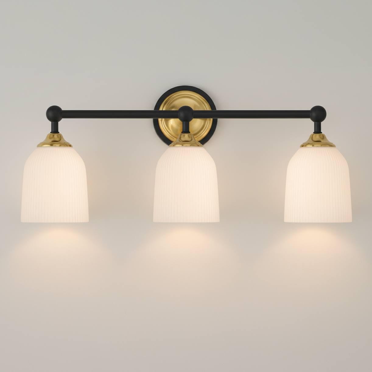 Possini Euro Design Possini Euro Zaragoza 23" Wide Gold and Black 3-Light Bath Light