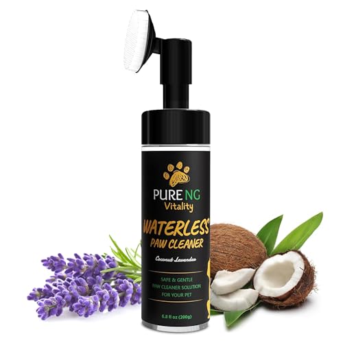 Waterless Dog Paw Cleaner | No Rinse Foam Cleanser | Dog Paw Protector with Coconut and Lavender Scent | Brush Scrubber to Clean | Suitable for All Pets | Easy to Use and Apply | Non-Toxic Formula