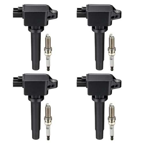 Image of BDFHYK Ignition Coils UF656 and Iridium Spark Plug 93501 Compatible with Mazda 3 Sport 6 CX-3 CX-5 MX-5 Miata l4 2.0L 2.5L Replaces GN10625 C-857 LKAR7BIX-11S Mazda Oem Coil Pack Set of 4