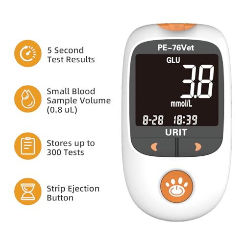 Glucose Meter Kit for Dogs & Cats| Pet Blood Glucose Meter with 25 Test Strips(PE-76vet)