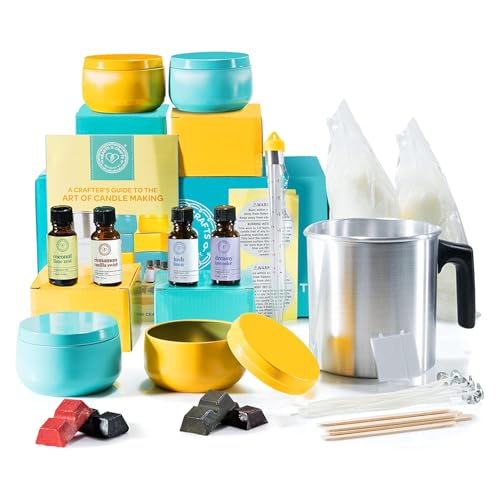 Product Image of the Hearts & Crafts DIY Complete Soy Wax Candle Making Kit - 2lbs Soy Candle Wax and All Candle Making Supplies Included and Candle Jars - Complete DIY Candle Making Kit for Adults, Kids, & Beginners