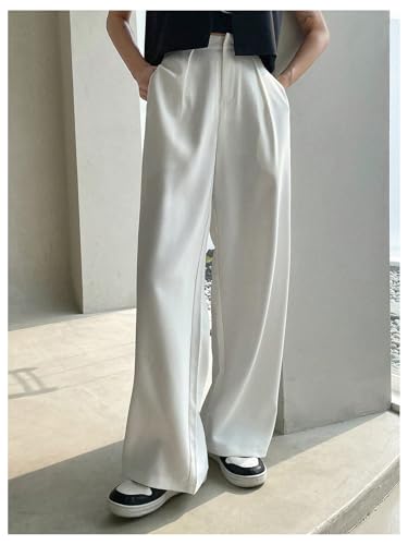 Floerns Women's High Waisted Wide Leg Suit Pants Business Work Pleated Trousers3