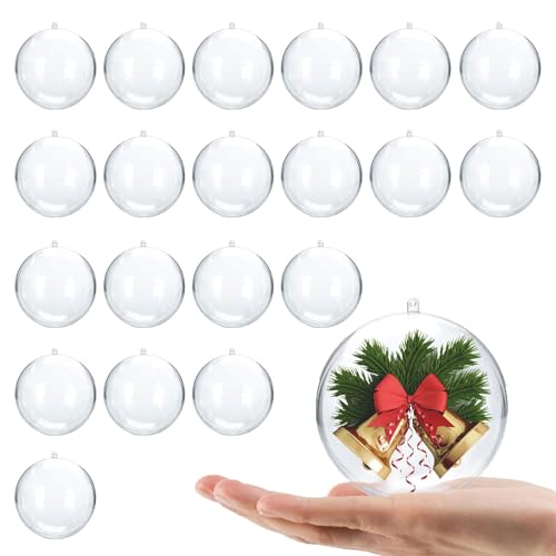 HFMYGS Bolas de Navidad de plástico, 20 unidades, bolas de Navidad de plástico, transparentes, para rellenar, decoración de árbol de Navidad, decoración DIY (8 cm)