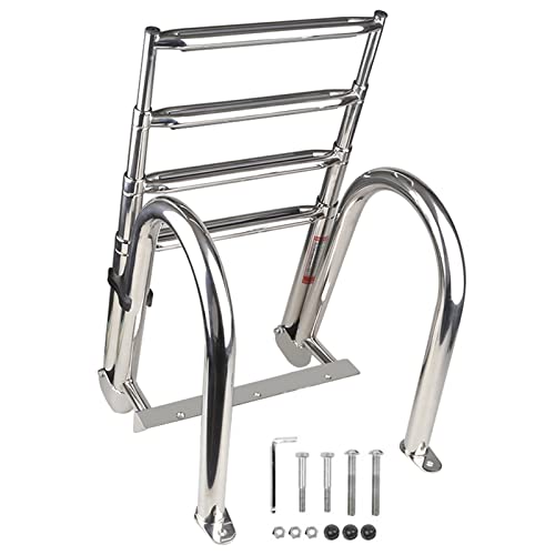 WAHHWF Escalera Barco Piscina Telescópico 4 Pasos Escalera para Piscina, Barco Marino Nadar Entrada Trasera Escaleras de Pontones con manijas y Pedal Ancho, Carga 330 Libras Cover