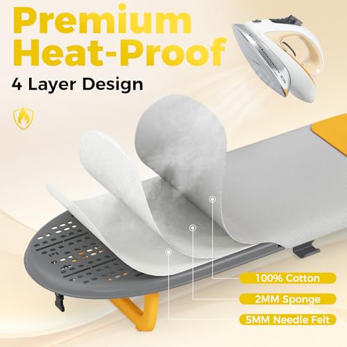 KINGBOARD Tabletop Ironing Board, Small Ironing Board with Iron Holder, Foldable Mini Iron Board, Easy Storage for Travel & Dorm, 12x32 Grey - Image 6