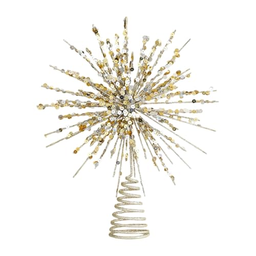 Étoile pour sommet de sapin de Noël - Étoile décorative pour sommet de sapin de Noël à LED - Ornement d'étoile pour sommet de sapin de vacances -...