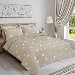 LYMA Bedding Duvet Cover Set Single Daisy Tufted, OEKO-TEX Certified, Ultra Soft NanoPlush Double Brushed Quick Dry Fabric & Button Closure, Wrinkle Fade Resistant Quilt Cover with Pillowcases (Beige)