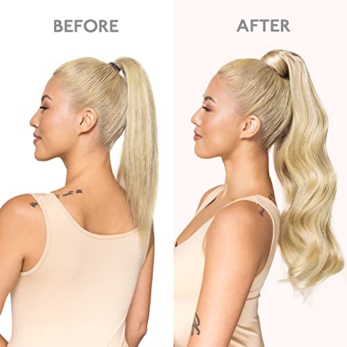 Image of WENNALIFE Ponytail Extension Human Hair, 14 Inch 75g Platinum Blonde Clip in Remy Human Hair Ponytail Wrap Around Ponytail Hairpieces