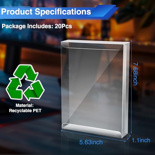 Image of 20Pcs Plastic Protector Case, Display Case Protector Clear Plastic Protection Sleeve Display Box for Atari 2600 7800 Cartridge