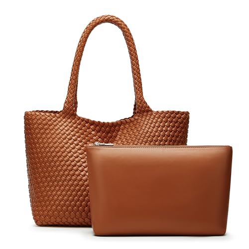 Sumrains Woven Tote Bag for Women: Handwoven Vegan Leather Bag