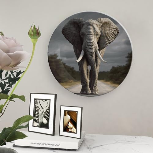 Plato decorativo 3D elefante blanco de porcelana 8 pulg miniatura 5