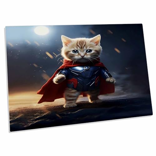 3dRose Superhero Kitten con capa - Desk Pad grande miniatura 1