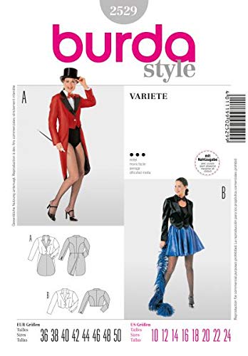 Burda 2529 Schnittmuster KostŸm Fasching Karneval VarietŽ (Damen, Gr, 36-50) Level 3 Mittel