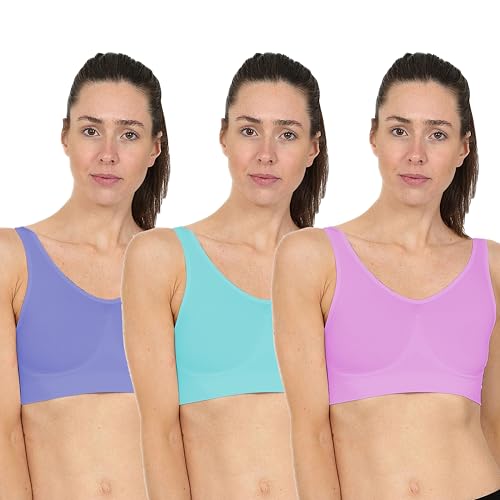 Blu Apparel Multipack Seamless Comfort Bras Sleep Bras Sizes 8-24 Not Padded Wireless (UK, Alpha, XXL, Regular, Regular, Aqua/Pink/Lilac 3 Pack) - Image 6