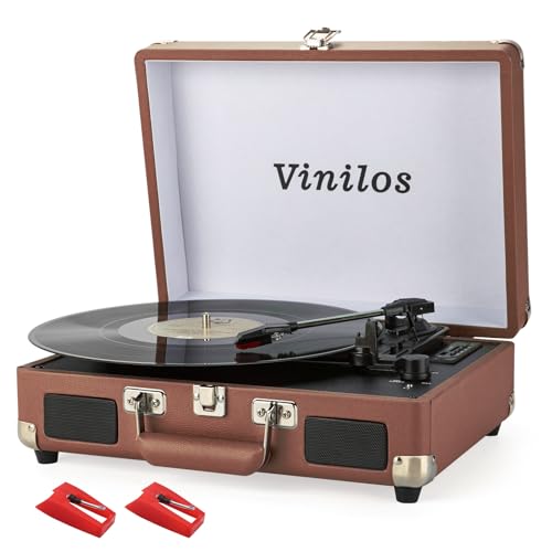 Vinilos Record Players for Vinyl with Speakers Turntable with Speakers Bluetooth/Bluetooth Output Record Player Tocadiscos Phonograph Suitcase Portable Record Player with 3-Speed