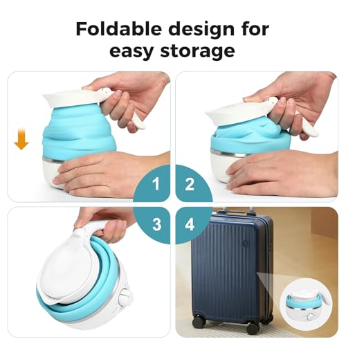 Hervidor eléctrico portátil plegable 700ml 110V azul miniatura 6