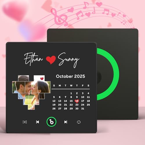 SOUFEEL Magnete da Frigorifero Personalizzato con Foto, Nome & Musica Spotify Calamite da Frigo Fotografico Personalizzabile Può Riprodurre Canzoni Natale San Valentino Regalo di Coppia