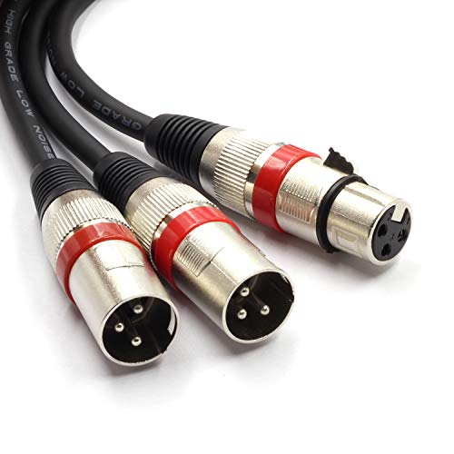 SiYear symmetrisches Mikrofon-Patchkabel (XLR-Buchse auf zwei XLR-Stecker, 3-poliges Splitterkabel, Audio-Adapter (XLR-F auf zwei XLR-M), 50 cm