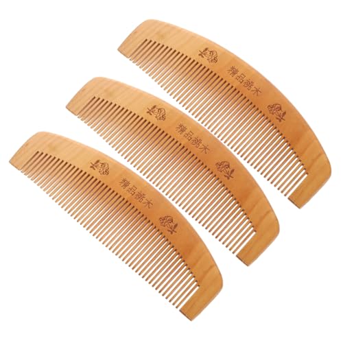 Abaodam 3個 防静電木製コーム 細歯設計で髪絡まり防止 自然木素材で頭皮に優しい 湿気 乾燥髪対応 男女兼用携帯用ヘアブラシ
