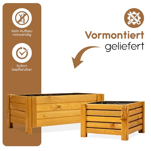 BooGardi Pflanzkasten Holz mit Vlies · 2 Größen & 4 Farben · Blumenkasten Balkon 79x39x30cm Dunkelbraun · Pflanzkübel groß außen rechteckig… – Ansicht 6
