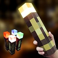 SKIKHN Wall Fackel Nachtlicht, 4 Farbe Craft Fackel Lampe, 28cm LED Mcers Nachtlicht, USB Wiederaufladbar & Ton und Licht Flamme Nachahmen, 3D Nachttischlampe Kinder für Cosplay Spielzeug Geschenke
