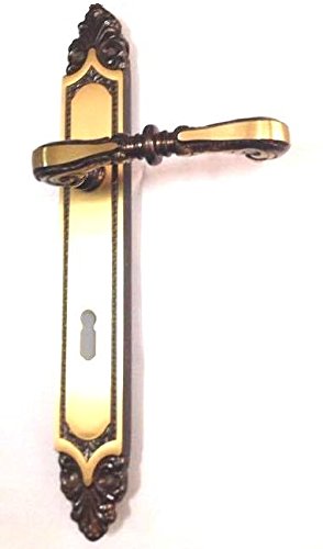 Maniglia per porte con placca "Petra" - Ottone Bronzato Graffiato