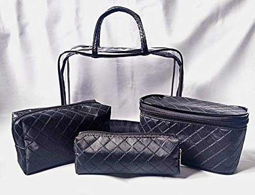 Conjunto de Necessaires com 4 pçs/Kit de necessaires/bolsa para Maquiagem/Porta Maquiagem (PRETO)