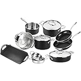MAGEFESA Prisma 13-Piece Stainless Steel Cookware Set – Durable Pots & Pans with Nonstick Interior, Matte Black Exterior, Oven Safe up to 392°F