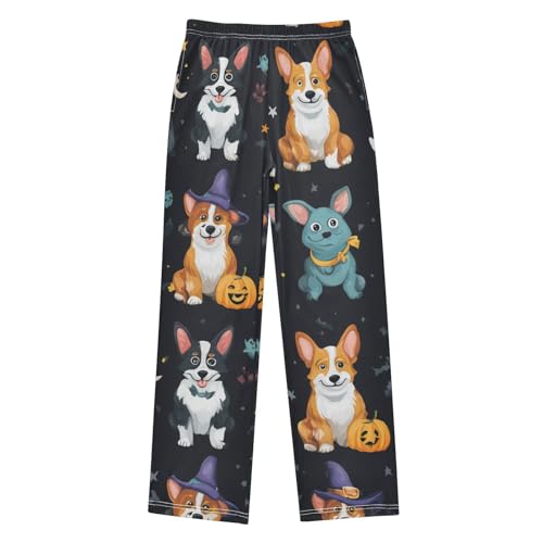 ZZXXB Halloween Puppy Dogs Boys Long Pants Soft Trousers Elastic Waist Kids Lounge Bottoms with Pockets S-XL
