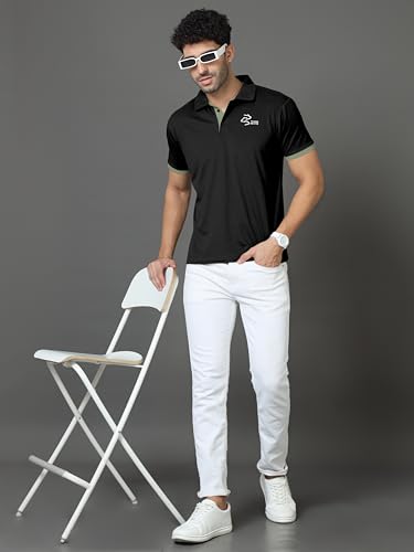 Image of Polo Neck Cotton Blend T-Shirt