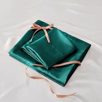 BEDELITE Satin Sheets Queen Size Bed Set, Luxury Soft Teal Silky Sheets for Hair and Skin, Similar to Silk Bed Sheets Set 4 Pieces （1 Deep Pocket Fitted Sheet, 1 Flat Sheet, and 2 Pillowcases）