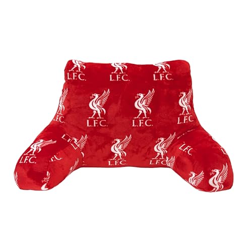 Liverpool FC Officially Licensed Cuddle Cushion | Super Soft Red and White Football Crest Chair Style Arm-Rest Pillow | Ultra Comfy | Perfect For Any Bedroom, on the Sofa