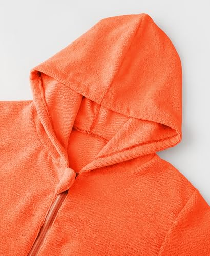 Image of MissShorthair Hooded Towel Robe for Kid, Zipper Beach Cover Up, Swim Changing Robe for Boy, Girls Bath Towelling Poncho