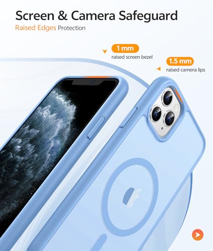 Image of FNTCASE for iPhone 11 Pro Case: [Compatible with Magsafe] Translucent Matte Magnetic Phone Cover - Military Grade Drop Protection Shockproof Protective for iPhone 11Pro 2019 Cases - Light Blue
