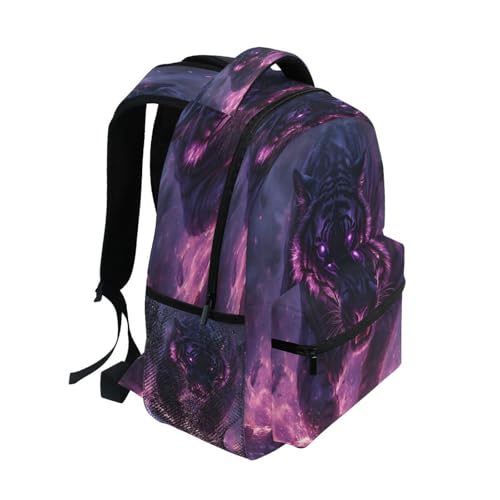 Tiger Running Fire Animal Backpack for School Boys Girls Adults Kids Bookbag Laptop Bag 15L2