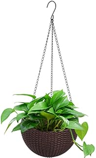 CUNQN Hanging Basket Garden Hanging Rattan Planter Plastic Hanging Flower Pots with Drain Hole for Indoor Outdoor Plants