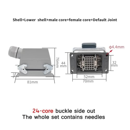 Conector Rectangular Heavy-Duty HDC HDD-24-SIDE 16A miniatura 2