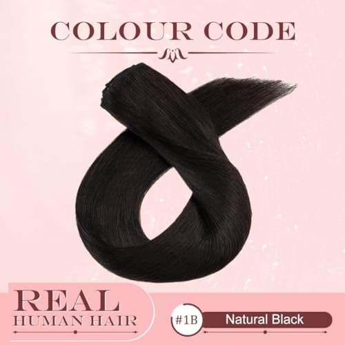 UK-Fashion-Shop Human Hair Extensions Clips in Real Hair Extension 8pcs 18 clips Long Straight Natural 14inch(60g)#1B Natural Black - Image 2