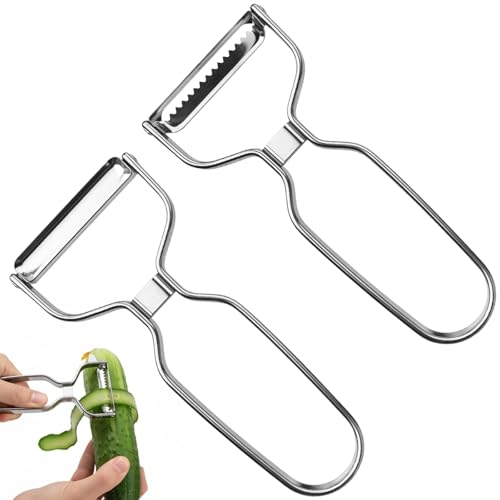 2 Stück Julienne Schäler, Chefkoch Premium Skalierer-Set, Küchenhelfer für Gemüse Und Obst, Ergonomisches Design Mit Rutschfestem Griff, Langlebige Schälwerkzeuge für Schnelle Skalierung